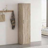 Armoire 1 porte 4 &eacute;tag&egrave;res couleur ch&ecirc;ne clair