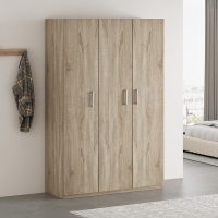 Armoire 3 portes 8 &eacute;tag&egrave;res couleur ch&ecirc;ne clair