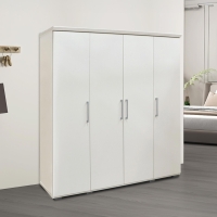 Armoire 4 portes 7 &eacute;tag&egrave;res et penderie blanc