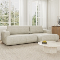 Canapé d'angle convertible en tissu écru - Angle droit