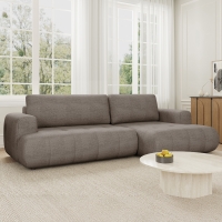 Canapé d'angle convertible en tissu marron - Angle droit