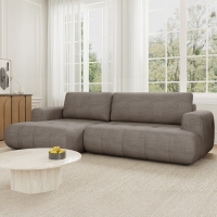 Canap&eacute; d'angle convertible en tissu marron - Angle gauche