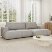 Canapé d'angle convertible en tissu taupe - Angle droit