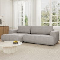 Canapé d'angle convertible en tissu taupe - Angle gauche