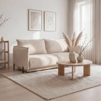 Canap&eacute; 3 places convertible avec coffre en tissu beige