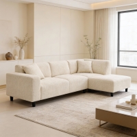 Canap&eacute; d'angle en tissu beige - Angle droit