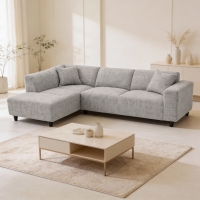 Canap&eacute; d'angle en tissu gris - Angle gauche