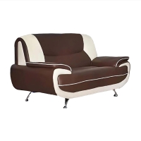 Canap&eacute; design 2 places en simili cuir marron et blanc
