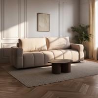 Canap&eacute; 3 places convertible avec coffre en tissu beige