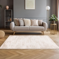 Tapis en tissu textur&eacute; beige - 160x230 cm