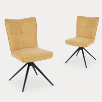 Lot de 2 chaises en tissu jaune pieds métal noir