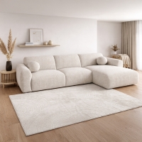 Canap&eacute; d'angle en tissu beige - Angle droit