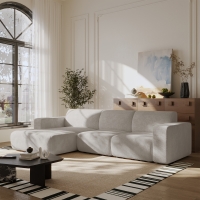 Canapé d'angle en tissu beige - Angle gauche