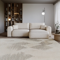 Canap&eacute; d'angle convertible r&eacute;versible avec coffre en tissu beige