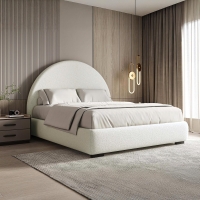 Lit double design effet peau de mouton blanc écru 160x200 cm