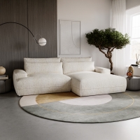 Canap&eacute; d'angle convertible avec coffre en tissu beige - Angle droit