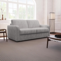 Canapé 3 places convertible rapido en velours côtelé gris matelas Memory 14 cm