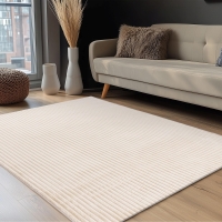 Tapis en velours c&ocirc;tel&eacute; beige - 160x230 cm