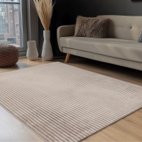 Tapis en velours c&ocirc;tel&eacute; taupe - 160x230 cm