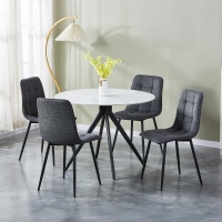 Lot de 4 chaises en tissu gris foncé pieds en métal noir