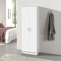 Armoire 2 portes 4 &eacute;tag&egrave;res blanc