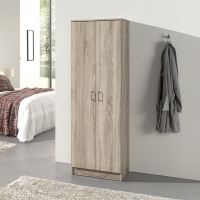 Armoire 2 portes 4 &eacute;tag&egrave;res couleur ch&ecirc;ne clair