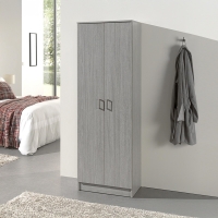 Armoire 2 portes 4 &eacute;tag&egrave;res couleur ch&ecirc;ne gris