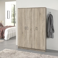 Armoire 3 portes 4 &eacute;tag&egrave;res couleur ch&ecirc;ne clair