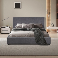Lit double en tissu gris 160x200 cm