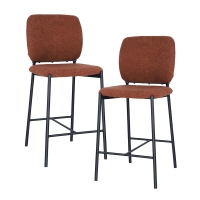 Lot de 2 tabourets tissu rouille piètement métal noir