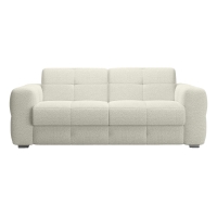 Canap&eacute; 3 places convertible  en tissu bouclette beige matelas Memory 14 cm