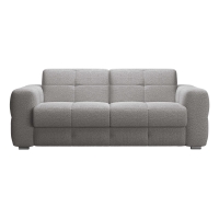 Canap&eacute; 3 places convertible en tissu bouclette gris matelas Memory 14 cm