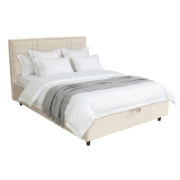 Lit double en tissu beige avec coffre 160x200 cm