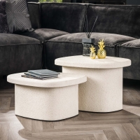 Lot de 2 tables basses en marbre composite blanc