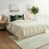 Lit double en tissu beige avec coffre 140x190 cm