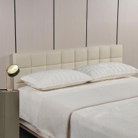 T&ecirc;te de lit en tissu beige capitonn&eacute; 180 cm