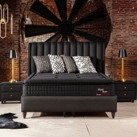 Lit coffre en tissu noir 140x190 cm