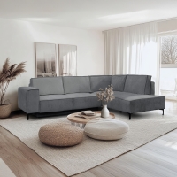 Canapé d'angle convertible en tissu gris foncé - Angle droit