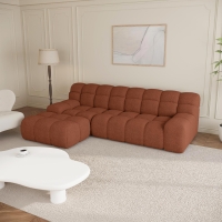 Canap&eacute; d'angle tissu bouclette orange - Angle gauche