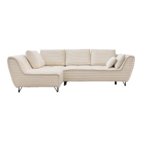 Canapé d’angle convertible avec coffre en velours côtelé beige - Angle gauche