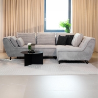 Canapé d’angle convertible avec coffre en velours côtelé gris- Angle droit