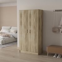 Armoire 2 portes 4 &eacute;tag&egrave;res couleur bois clair