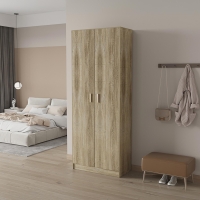 Armoire 2 portes 5 &eacute;tag&egrave;res couleur bois clair