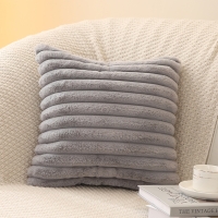Coussin carré en tissu côtelé gris 43x43 cm