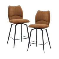 Lot de 2 tabourets pivotants en tissu rouille piètement métal noir