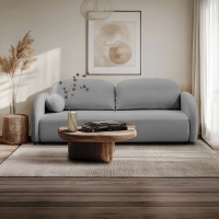 Canapé 3 places convertible en tissu bouclette gris
