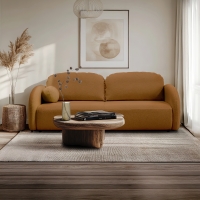 Canapé 3 places convertible en tissu bouclette orange