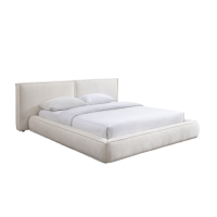 Lit double en velours blanc écru 160x200 cm