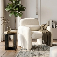 Fauteuil en tissu blanc &eacute;cru