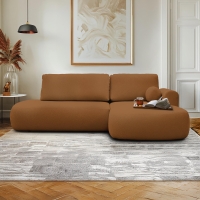 Canapé d’angle convertible avec coffre effet peau de mouton orange - Angle droit
